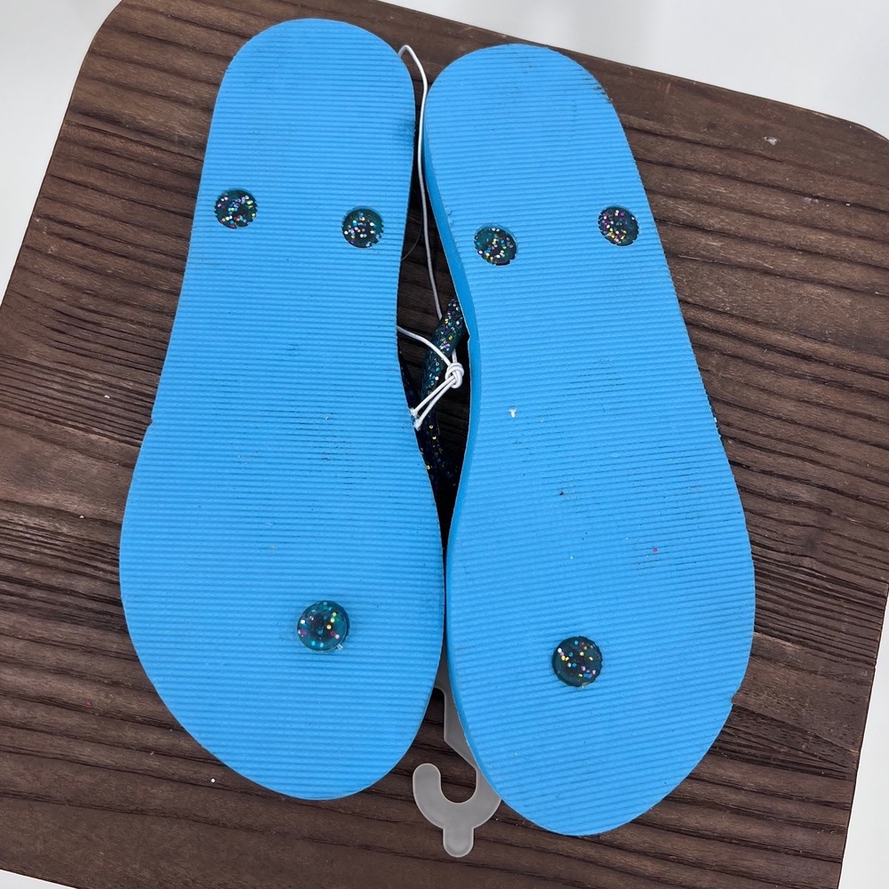 Abound Womens Blue Multi Glitter Flip Flop Sandals Size 7 Summer Beach Shoes - Picture 4 of 4